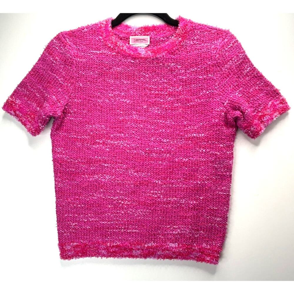 Kate Spade Fuzzy Tweed S/S Sweater Pink/Purple Women XS NWOT